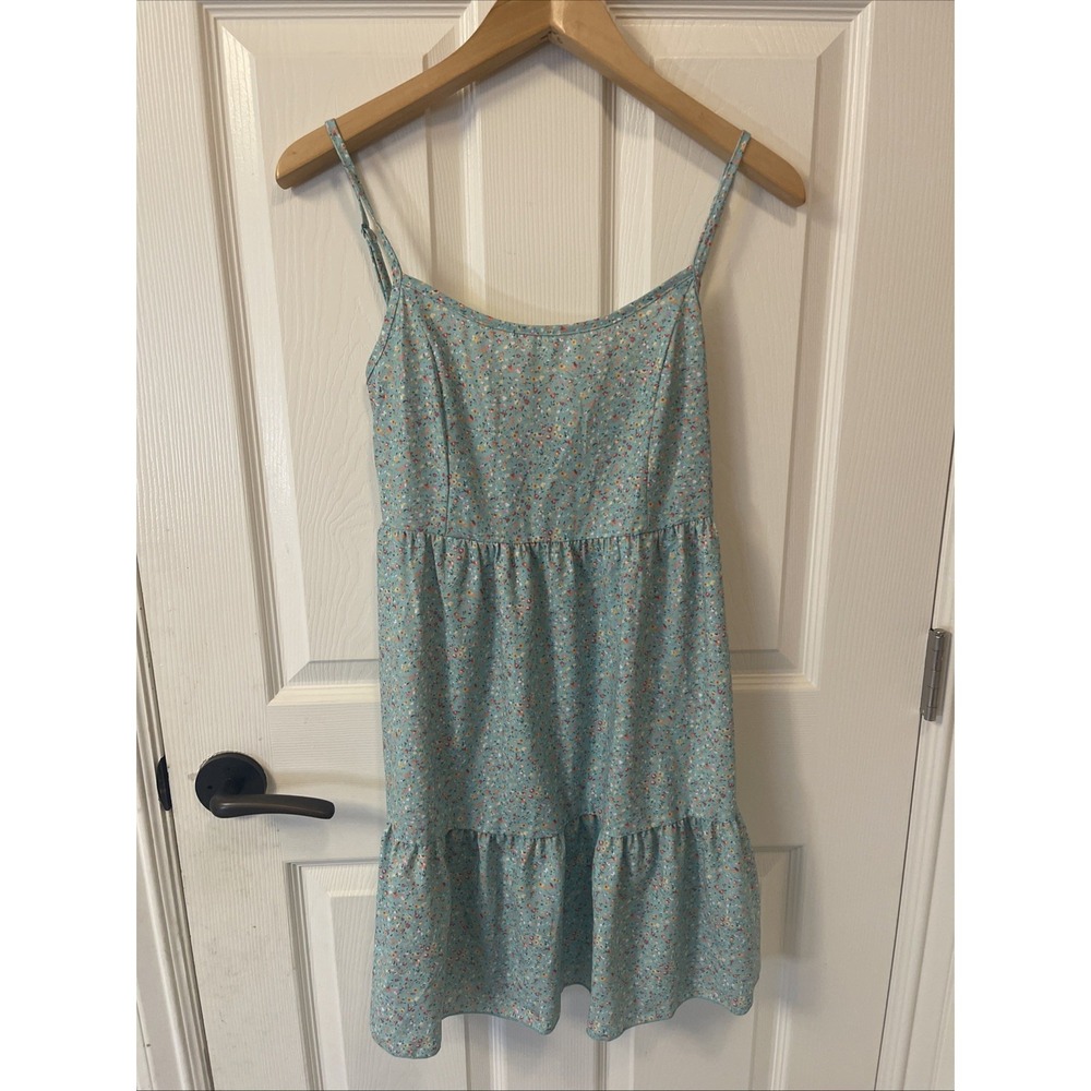 Altar'd State Size medium Floral Mini Dress Mint Green Babydoll Tiered Feminine